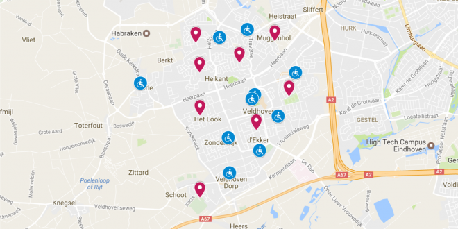 Kaart van stembureaus in Veldhoven 2017